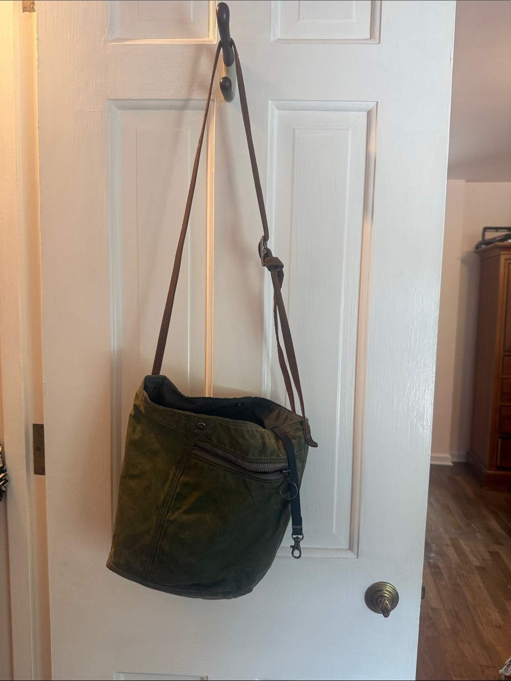 Moop Olive Green Canvas Satchel Crossbody Bag